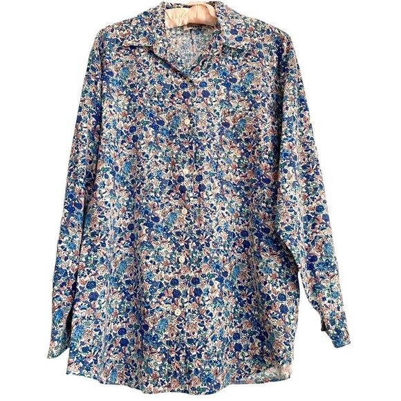Vintage Gitano 90’s Floral Cottagecore Long Sleeve Blouse Cotton Rayon Medium - Picture 1 of 6
